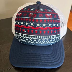 Southern Tide Snap Back Blue White Red Ugly Christmas Beer Truckers Hat